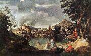 Nicolas Poussin Landscape with Orpheus and Euridice oil painting on canvas